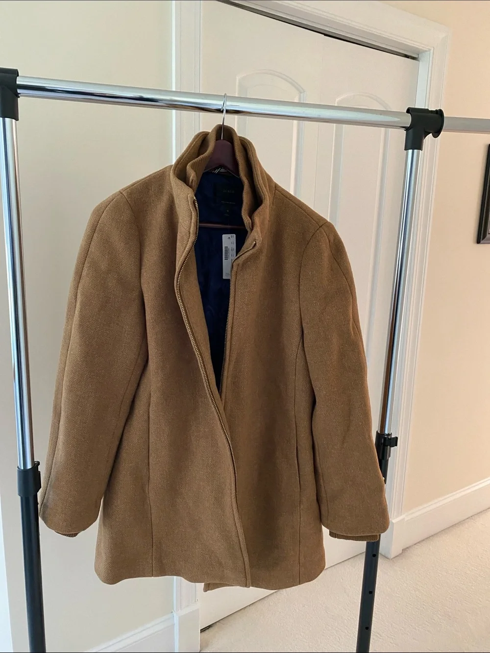 J. Crew Camel Wool Zip-Front Pea Coat